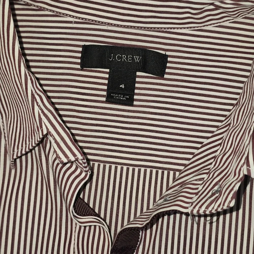 LNWOT  -  J.Crew Women's Endless Burgundy & White Striped Button Down Shirt